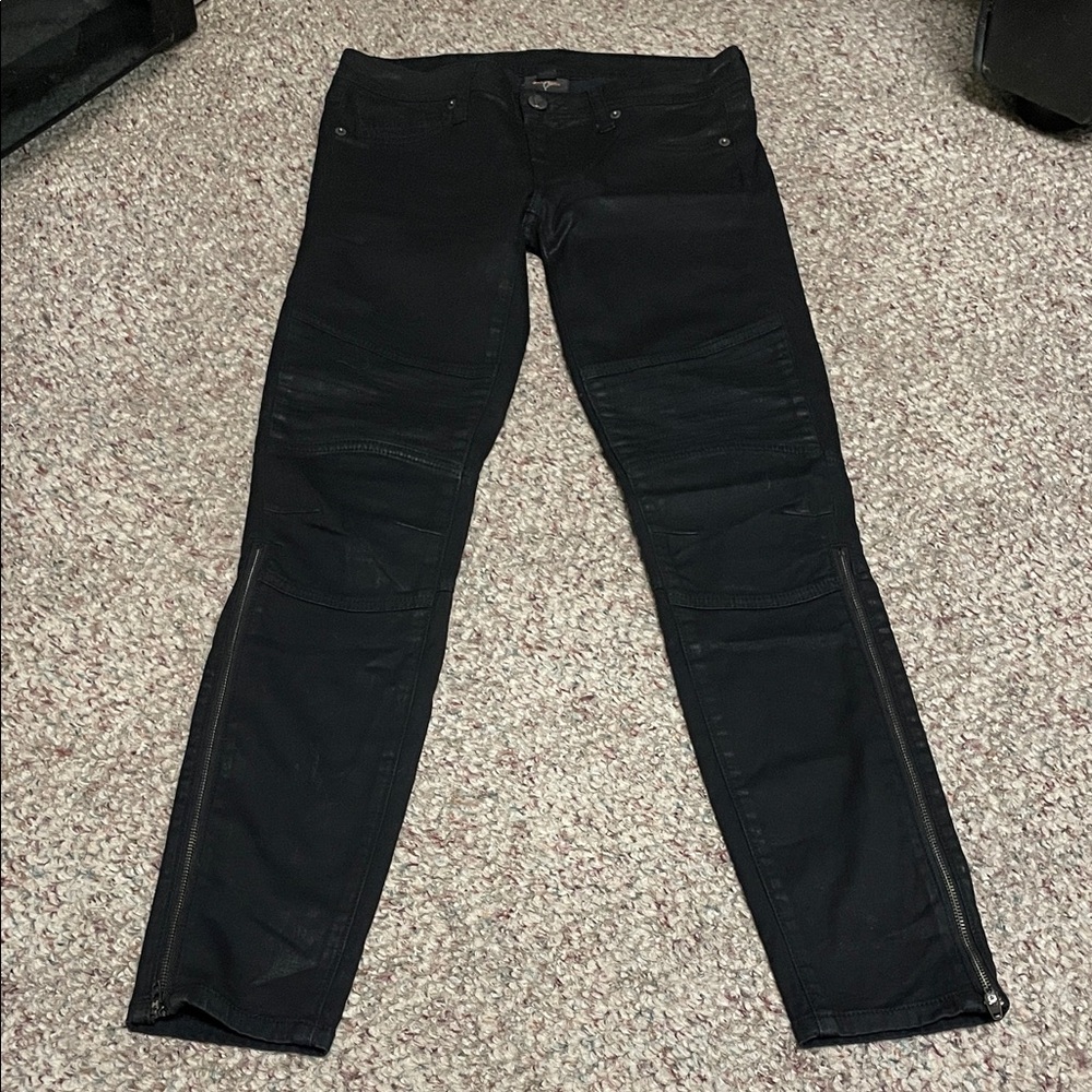 Genetic denim Morrison moto style zip ankle Black Jeans- like new